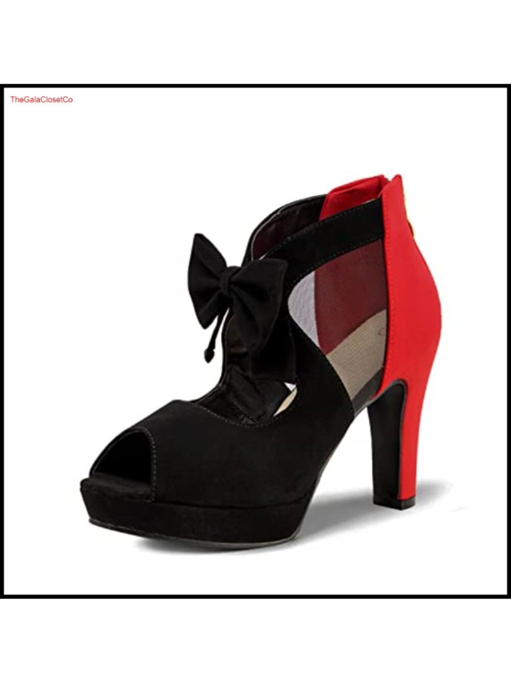 Platform High Heel Strappy Bow Open Toe Sandals Block Heel Zip
